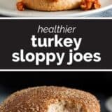 Turkey Sloppy Joes with text bar in the center