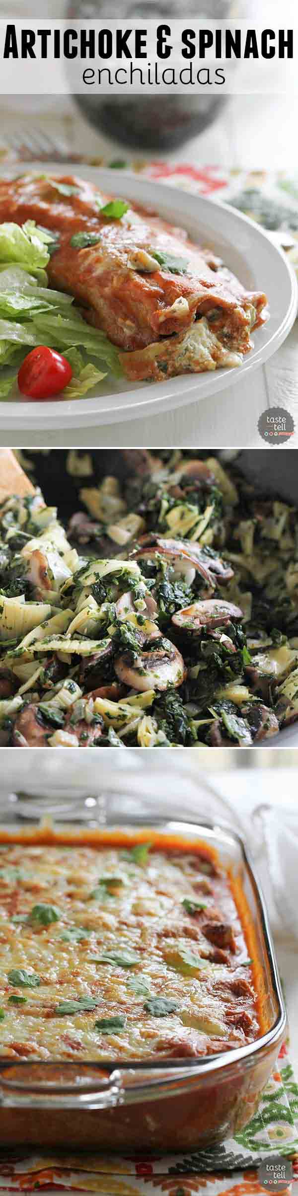 Artichoke and Spinach Enchiladas Taste and Tell