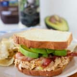 sandwich made with BBQ Chicken Salad with Ranch with bacon and avocado