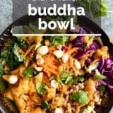 Buddha Bowls with Thai Chicken with text overlay