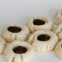 Chocolate Thumbprints - cookies with chocolate filling on a white background