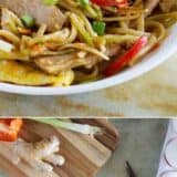 Egg and Pork Lo Mein collage with text overlay