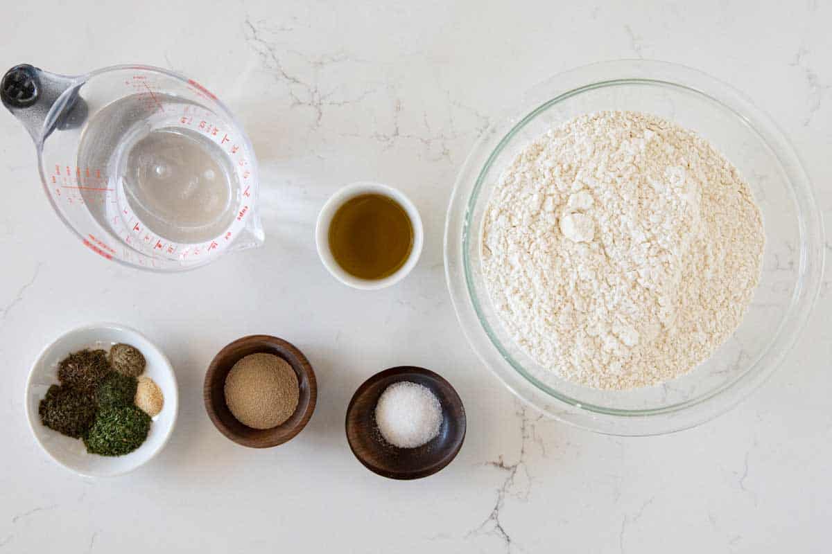 ingredients to make focaccia bread