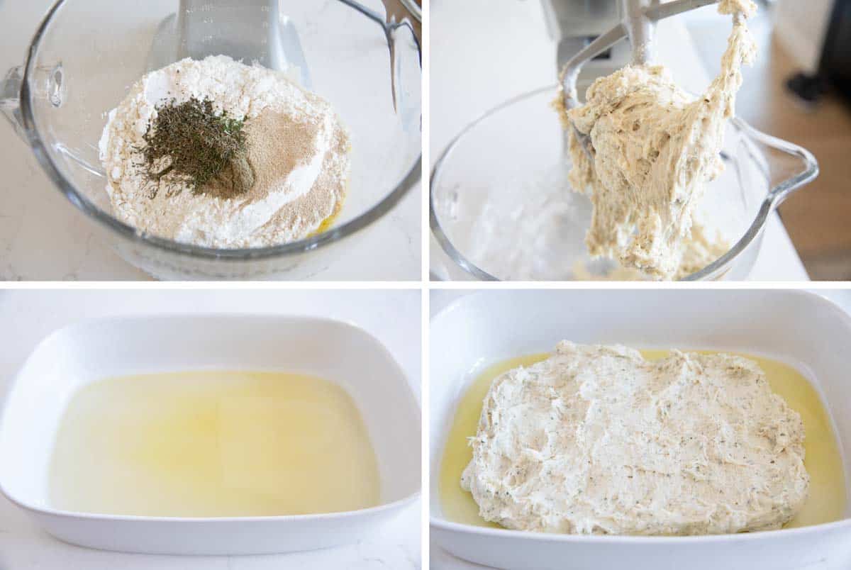 collage showing how to make focaccia bread