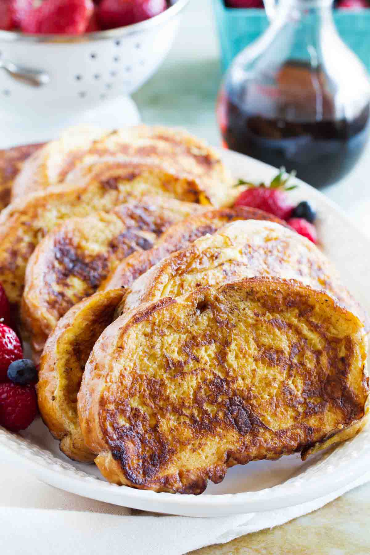 platter full of ice cream soaked french toast