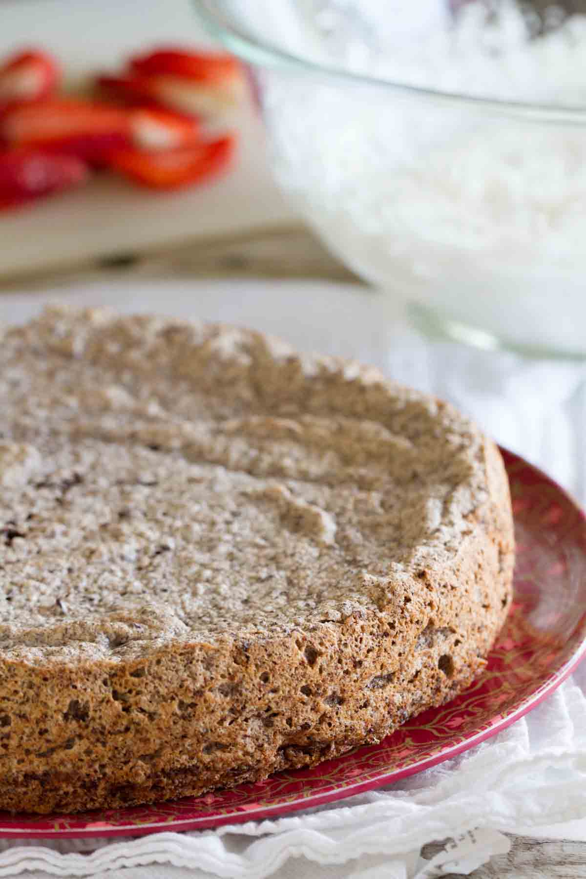 Italian Chocolate Almond Flourless Cake on a plate