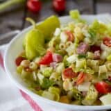 bowl filled with Italian Chopped Salad with pasta