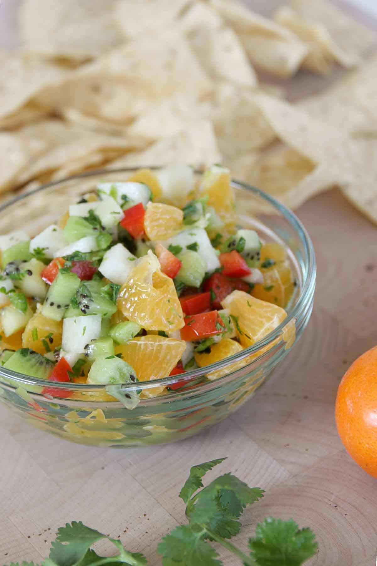 Kiwi and Tangerine Salsa in a bowl