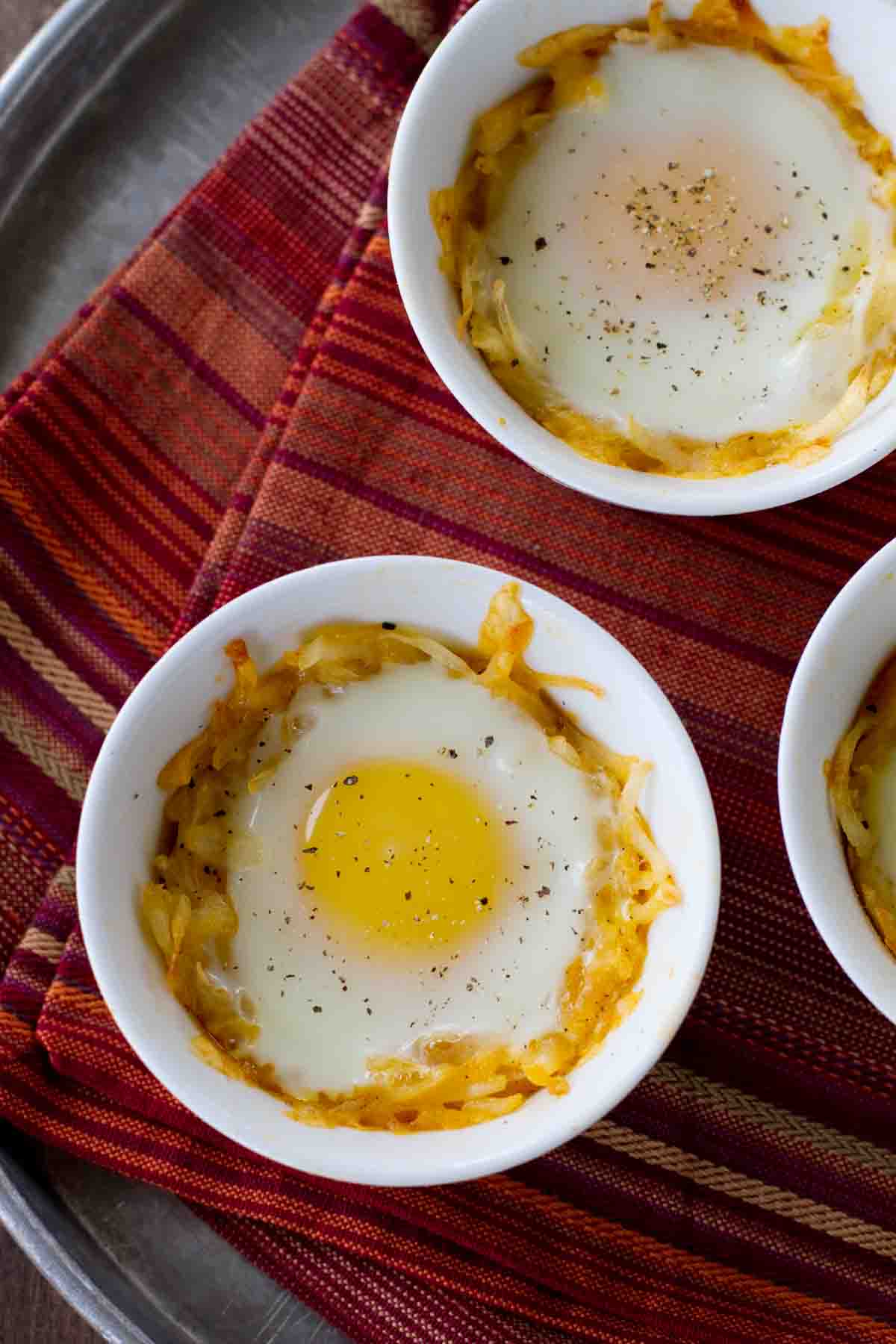 overhead view of Mexican Style Eggs in a Nest