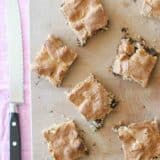 Mud Hen Bars on a cutting board, cut into squares.