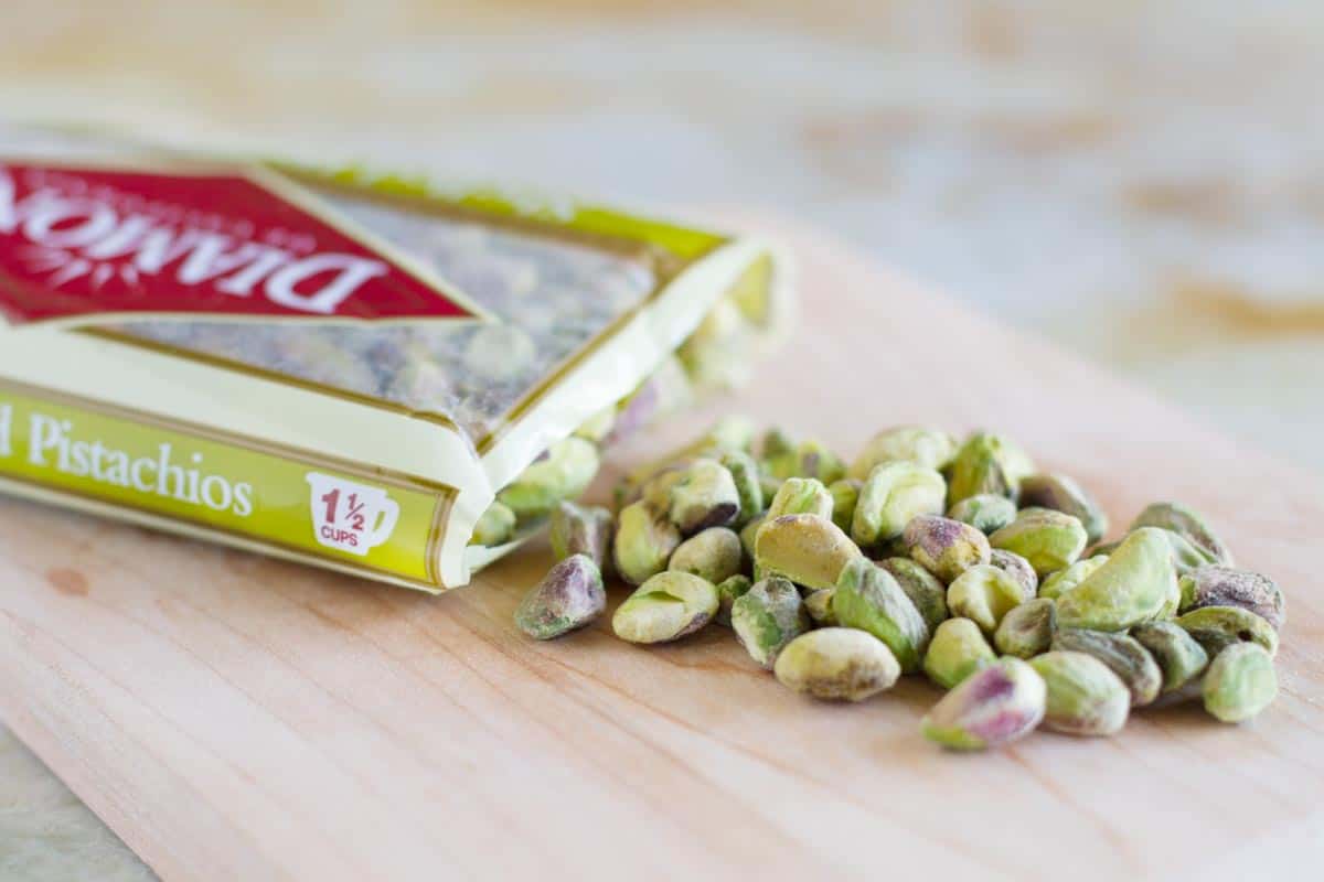 open bag of diamond shelled pistachios