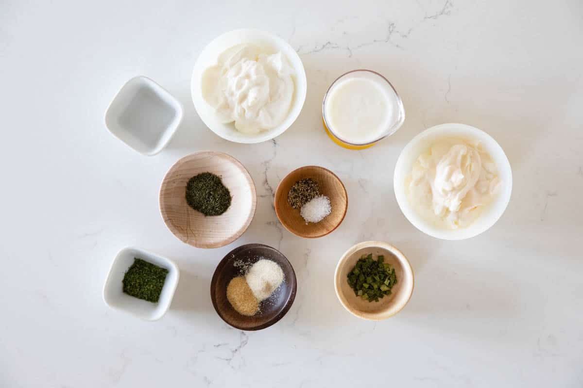 ingredients to make homemade ranch dressing recipe