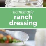 Homemade Ranch Dressing collage with text bar in the middle