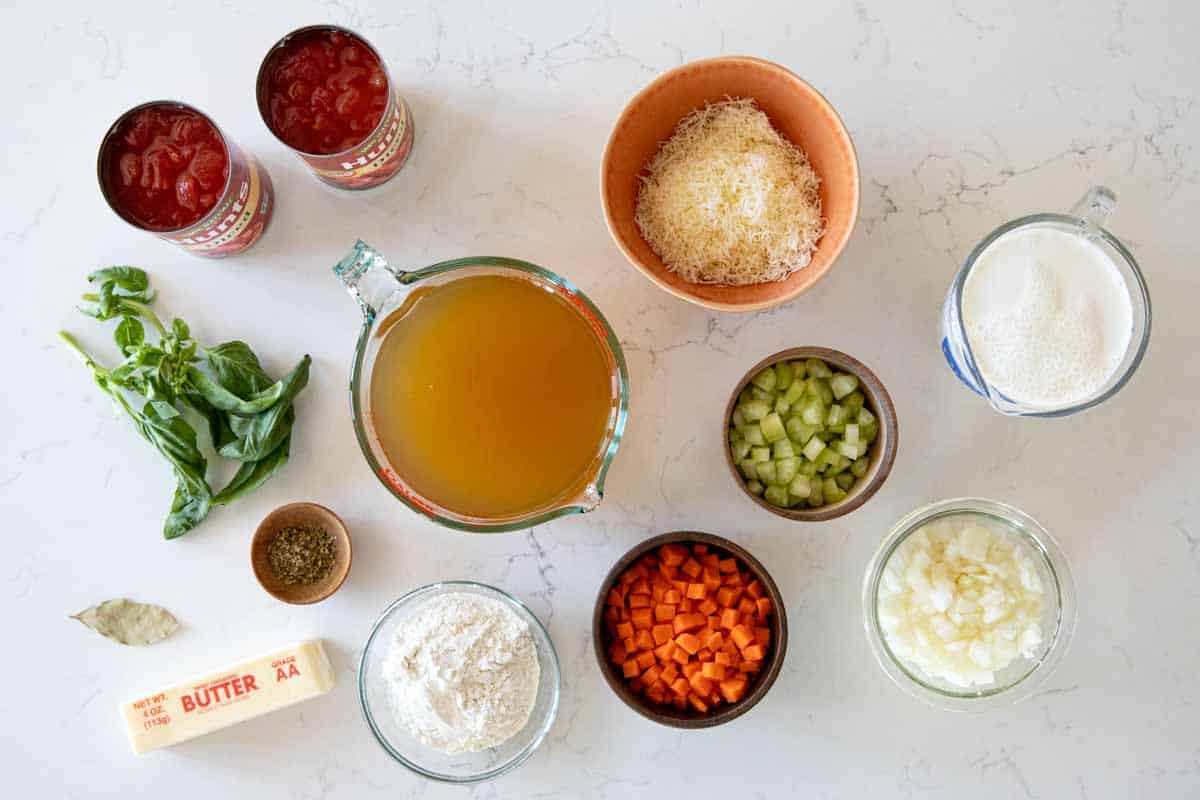 ingredients needed to make tomato basil soup