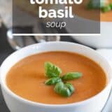 tomato basil soup with text overlay