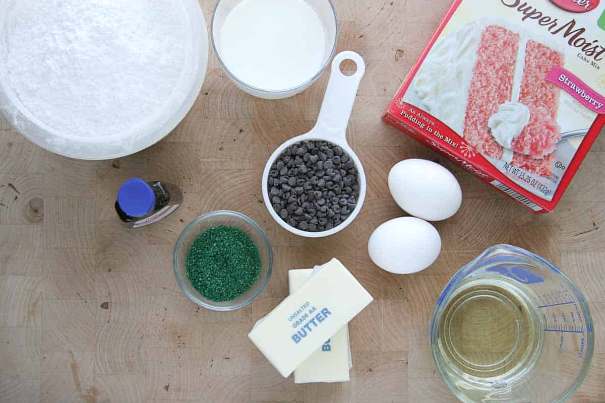 ingredients needed to make watermelon cake mix cookie sandwiches