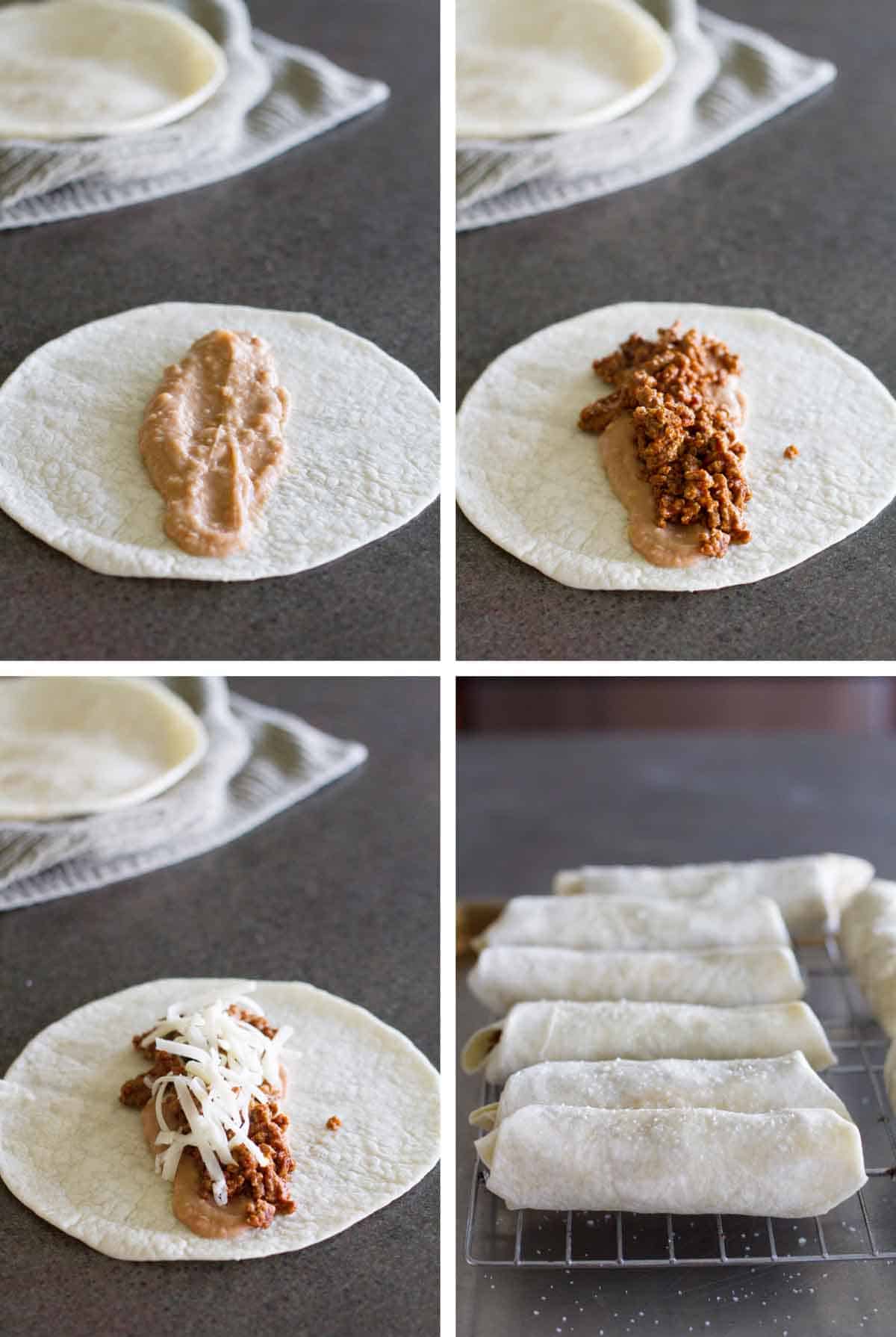 steps to make Baked Mexican Egg Rolls