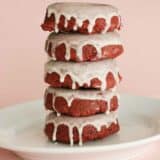 stack of 5 Baked Red Velvet Donuts