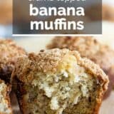 Banana Muffins with text overlay.