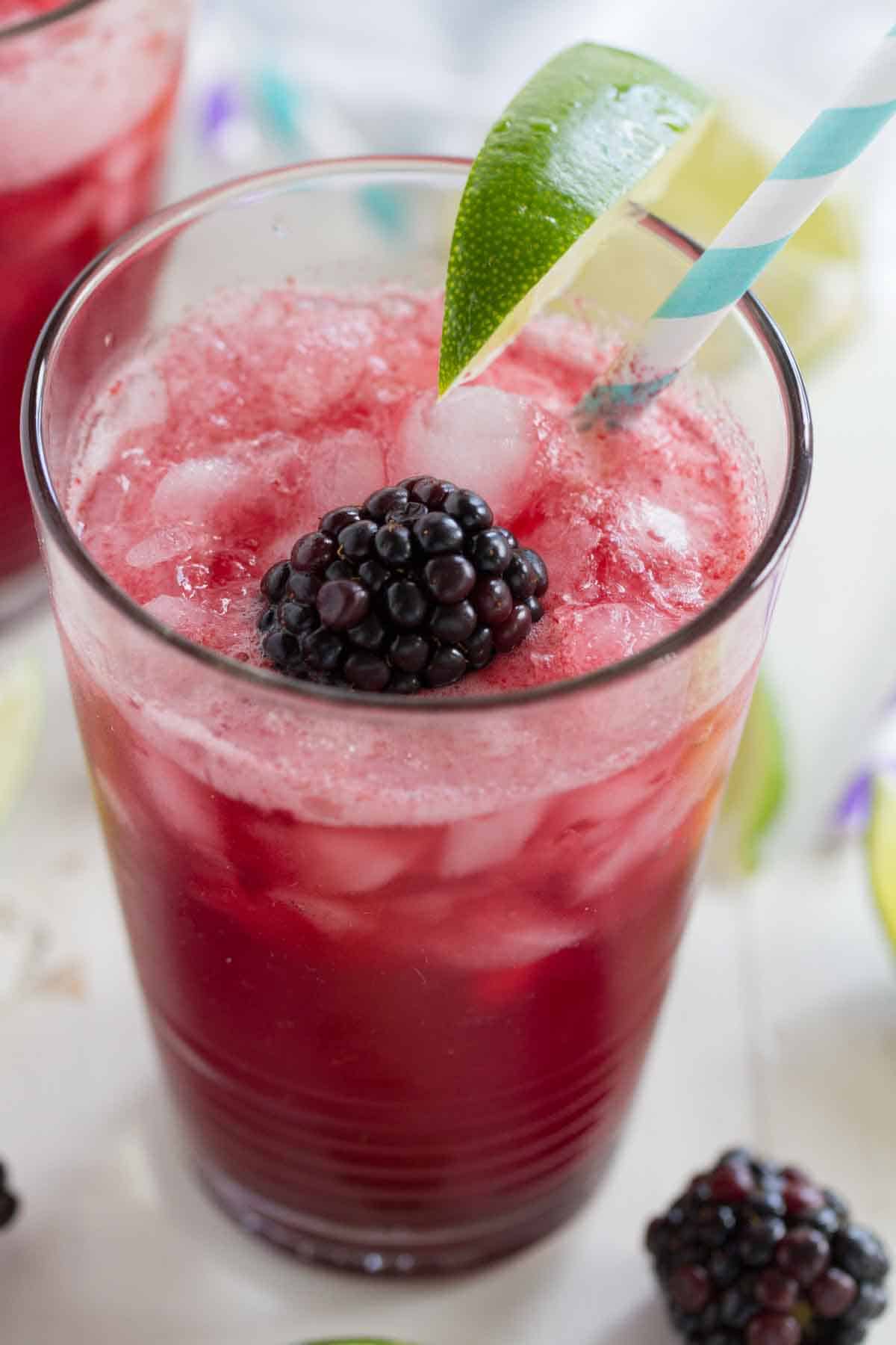 close up photo of blackberry lime soda