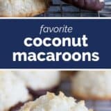 Coconut Macaroons collage with text bar in the middle.