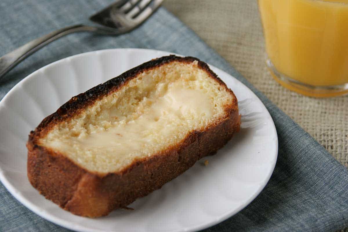 Slice of Condensed Milk Toast on a plate