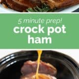 Crock Pot Ham collage with text bar in the middle