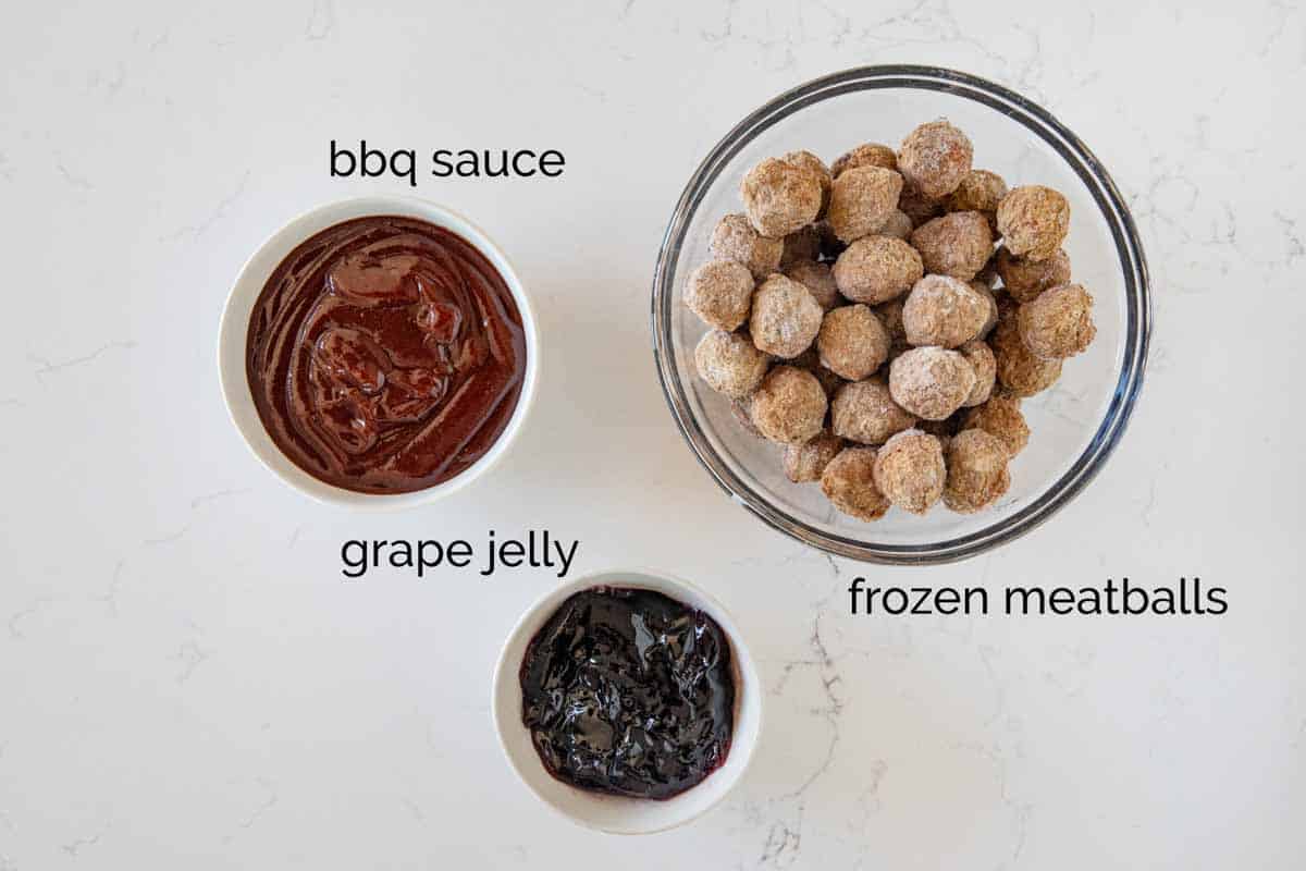 ingredients needed to make Crockpot BBQ Grape Jelly Meatballs