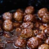 crockpot with bbq grape jelly meatballs