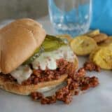 Cuban Sloppy Joes with fried plantains.