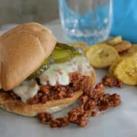 Cuban Sloppy Joes with fried plantains.