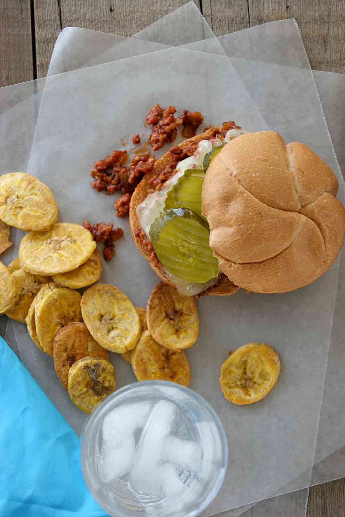 Cuban Sloppy Joes topped with pickles