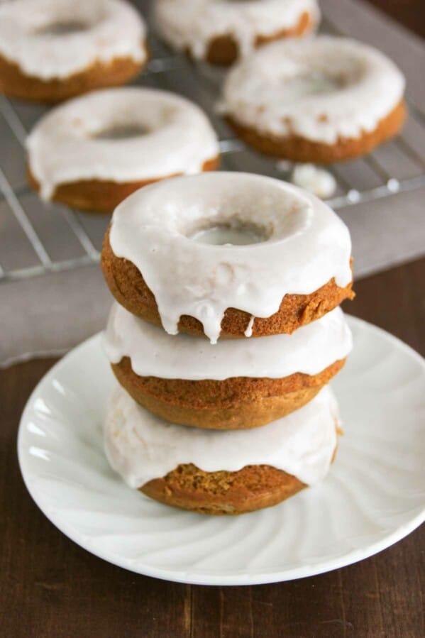 stack of 3 Glazed Gingerbread Baked Donuts