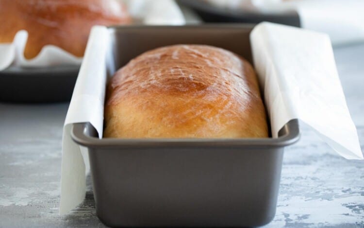 loaf of hawaiian bread in a bread pan