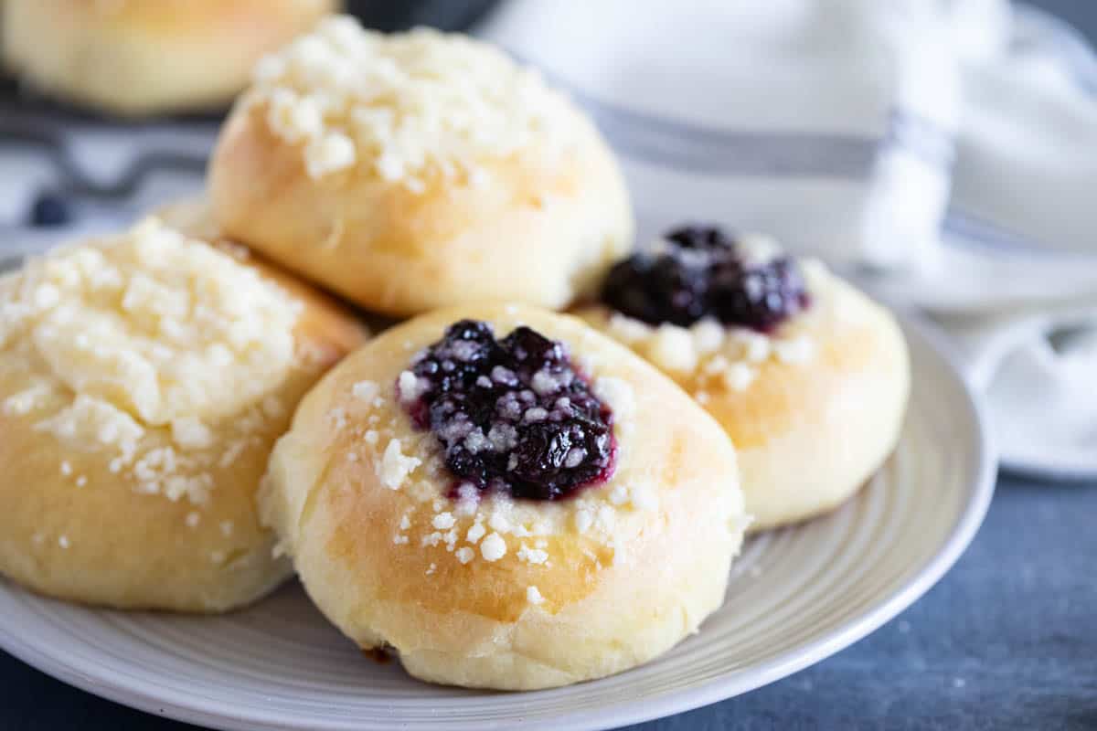 Plate with blueberry and cream cheese Kolaches