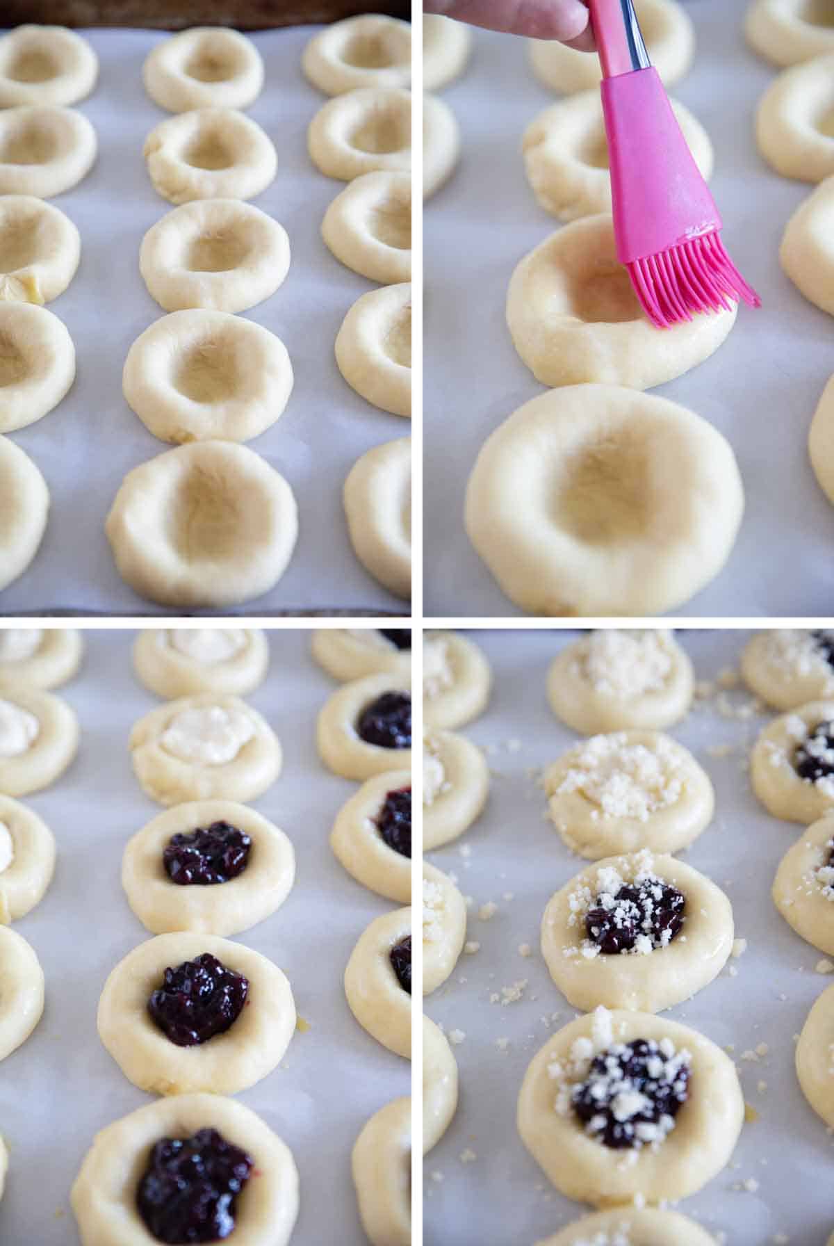 shaping kolaches and adding filling