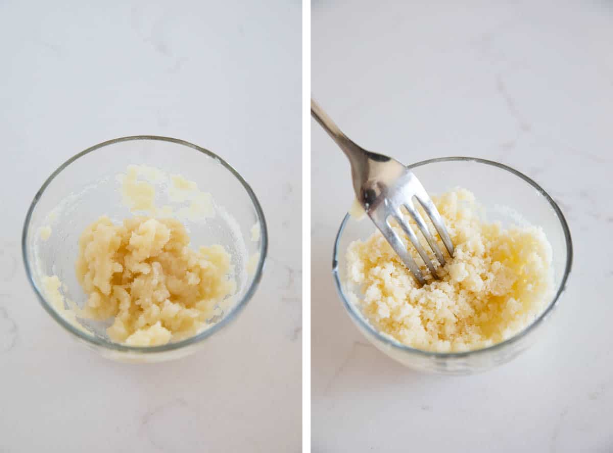 making streusel topping, or posypka, for topping kolaches