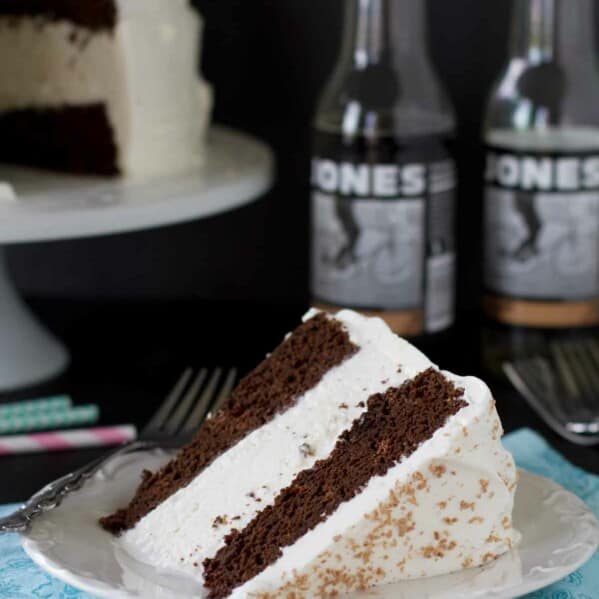 slice of Root Beer Float Ice Cream Cake on a plate