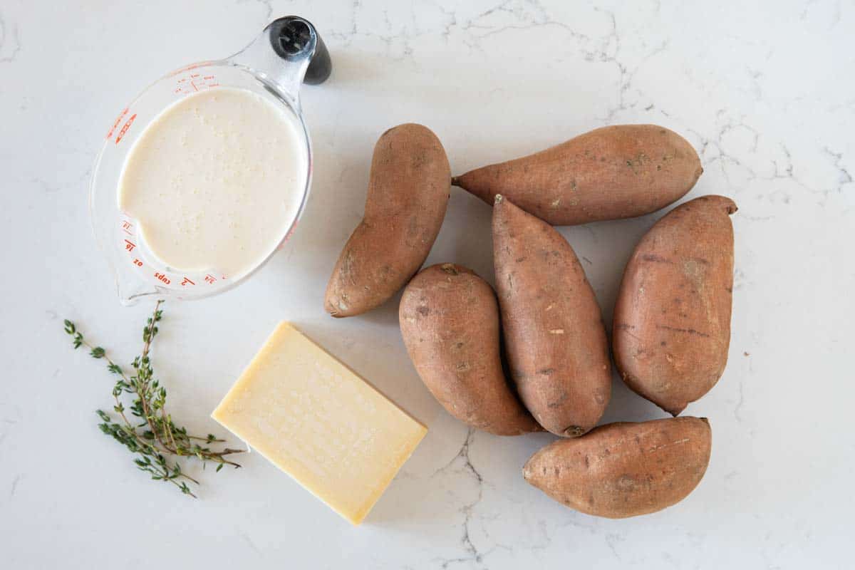 ingredients needed to make scalloped sweet potatoes