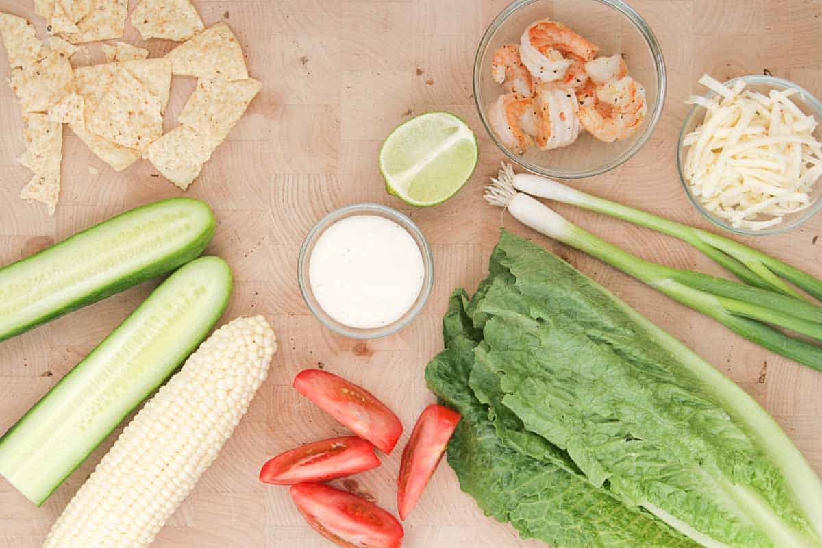 ingredients needed to make a shrimp and corn salad