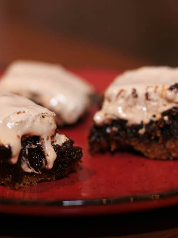 S'mores Brownies on a red plate