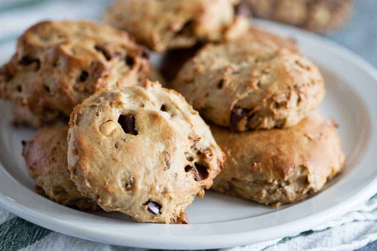 plate with Breakfast Cookies with Peanut Butter and Chocolate