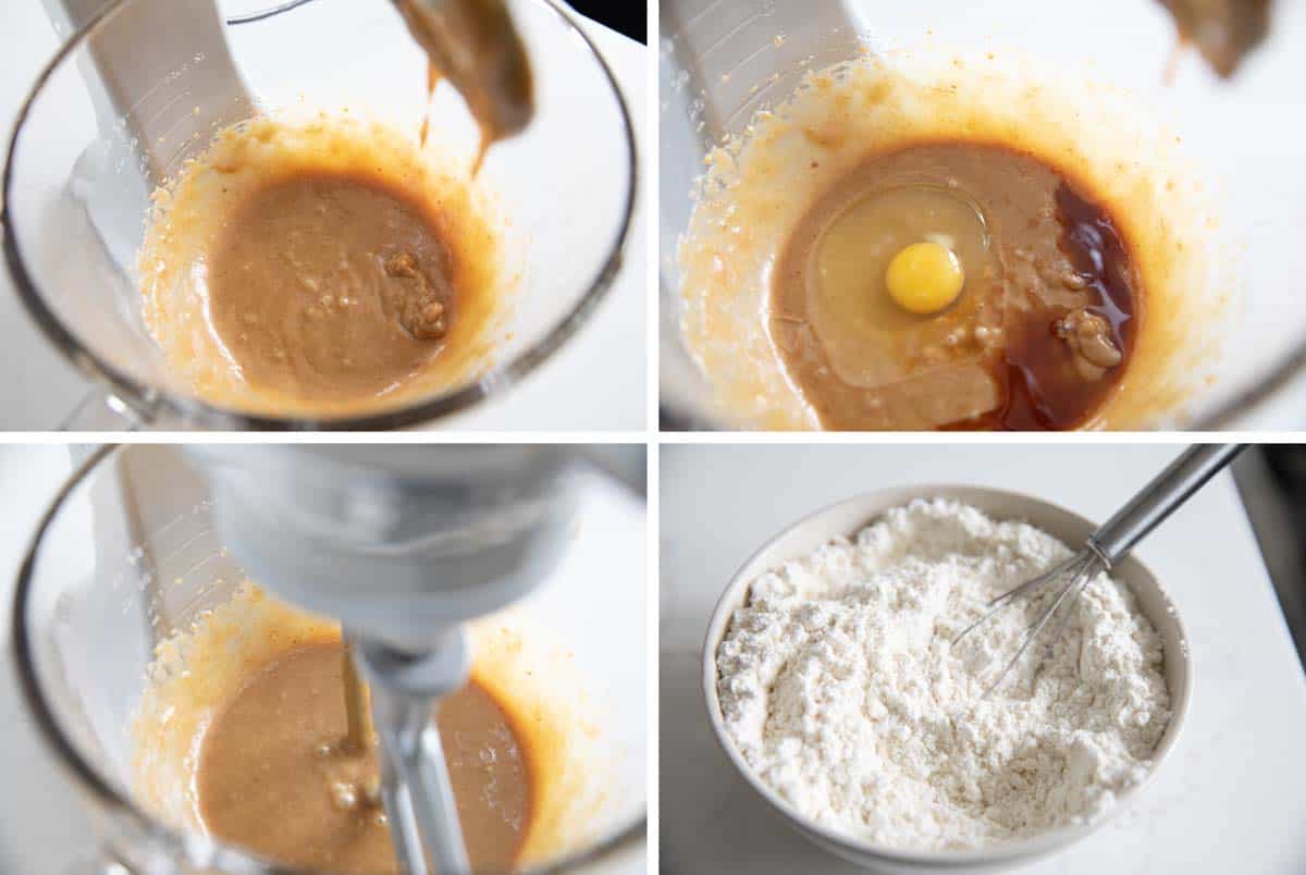 making dough for breakfast cookies with peanut butter and chocolate
