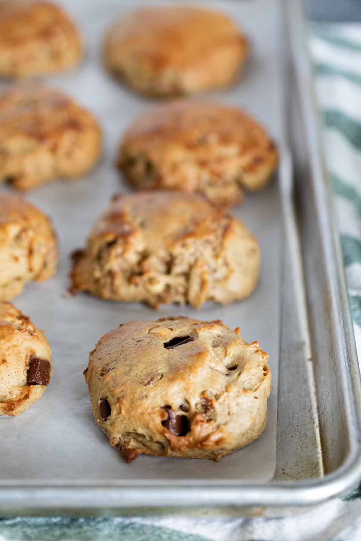 Breakfast cookies on a baking sheet