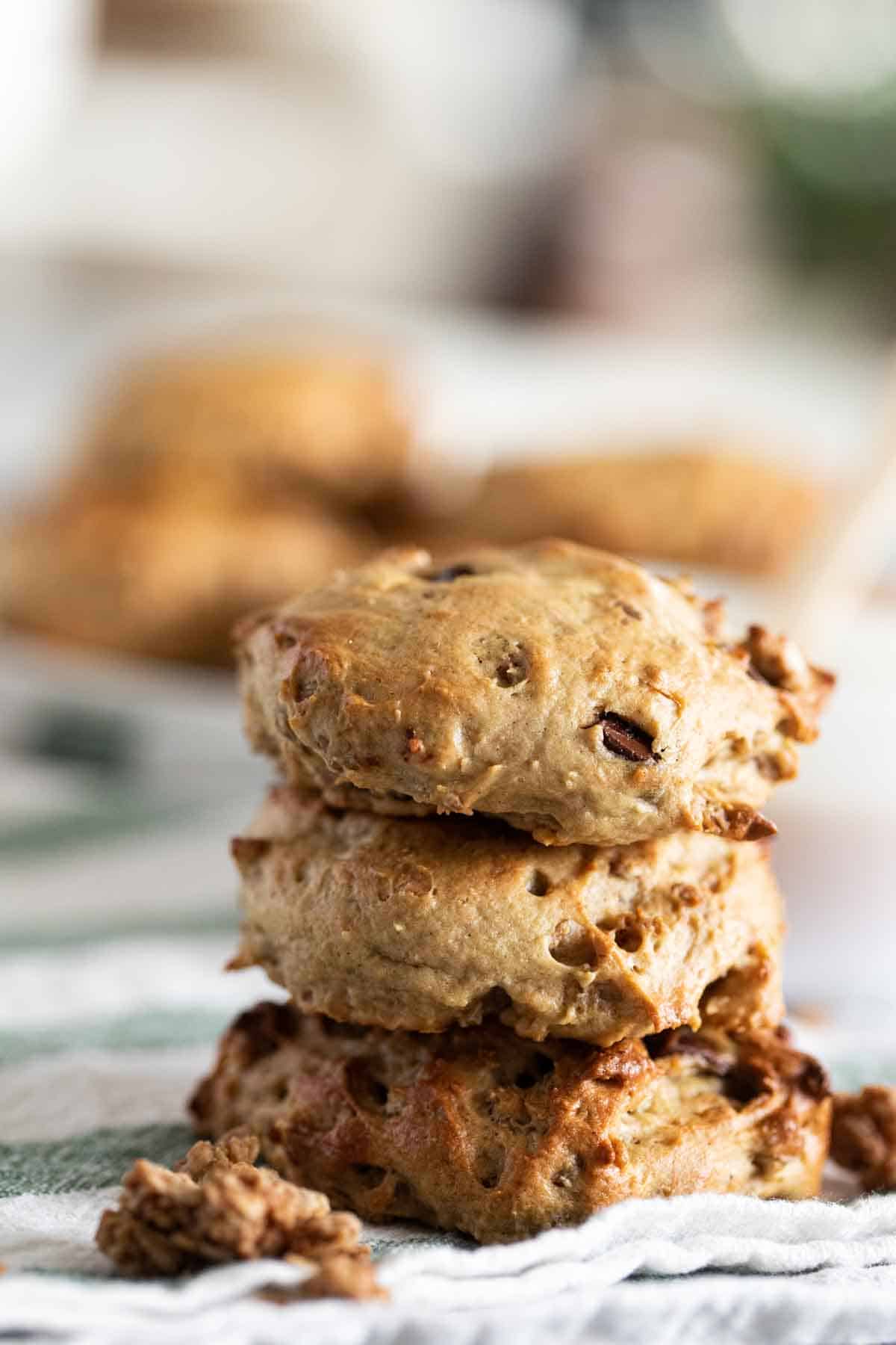 Three Breakfast Cookies stacked on top of each other