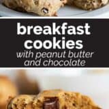 Breakfast Cookies with Peanut Butter and Chocolate collage with text bar