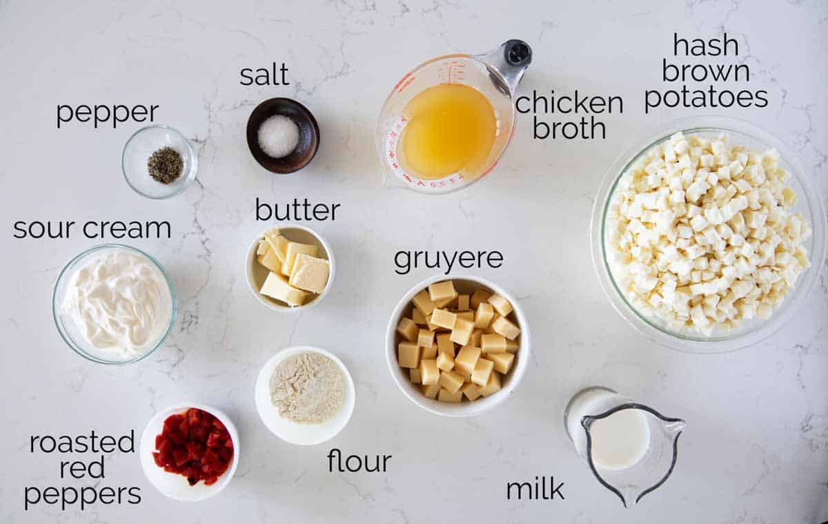 Ingredients needed to make Crockpot Cheesy Potatoes