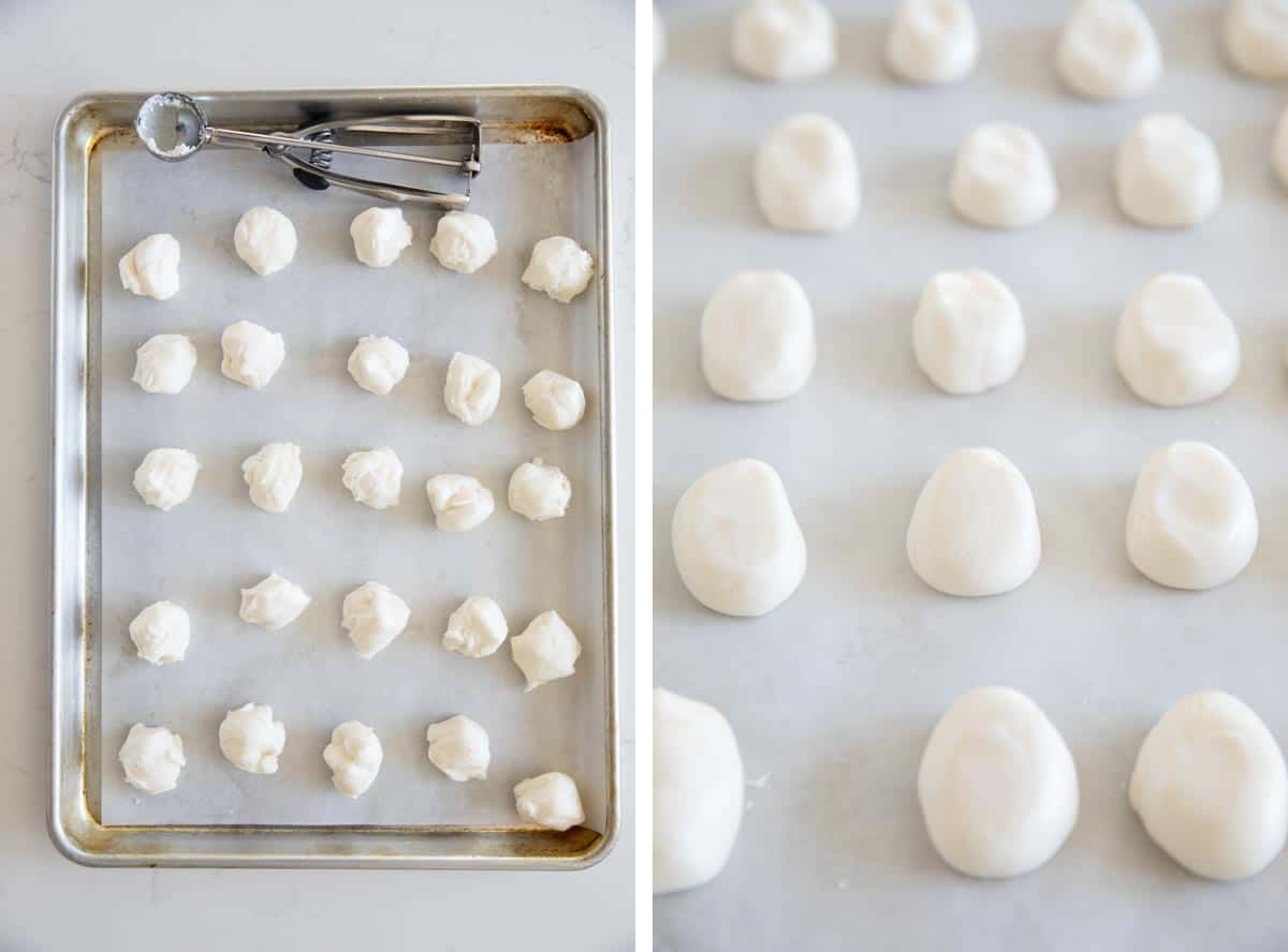 forming centers for marshmallow creme truffles