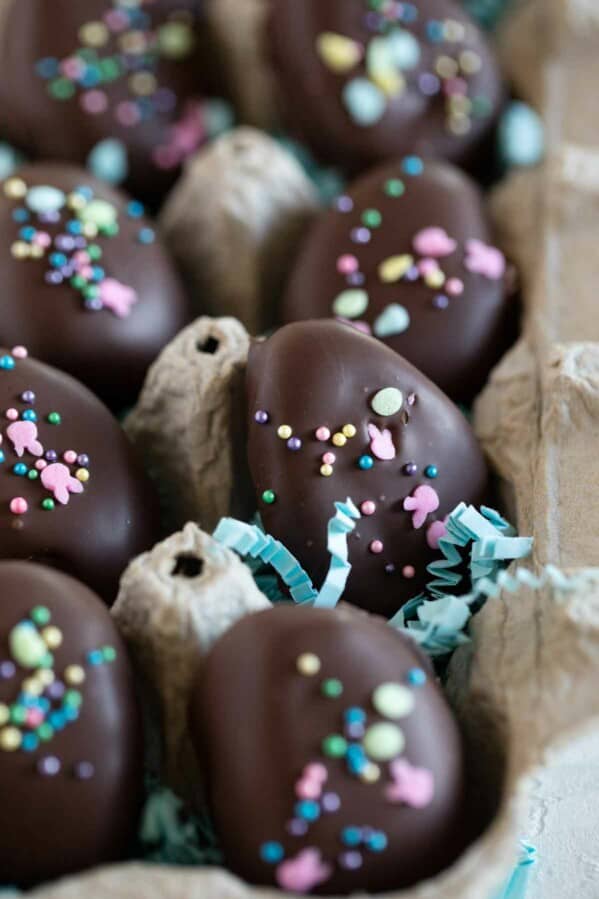 egg carton with Easter Egg Marshmallow Creme Truffles