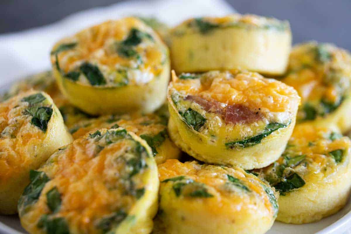 Egg Muffins stacked on a plate